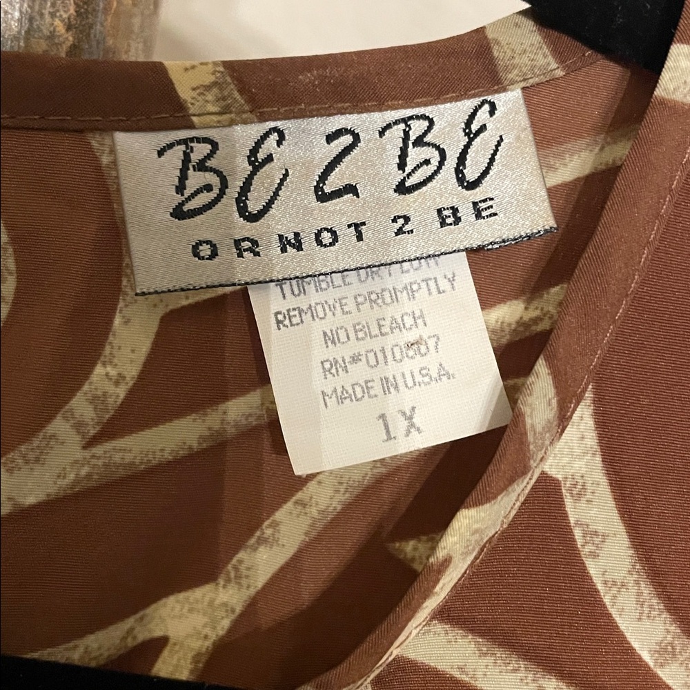 Elegant Brown w Tan Geometric Sleeveless vintage Dress BE2BE design Plus SZ 1X - Picture 4 of 9